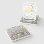 Vintager Segen der Thunfischflotte in Groix Steinuntersetzer (Seitenansicht)