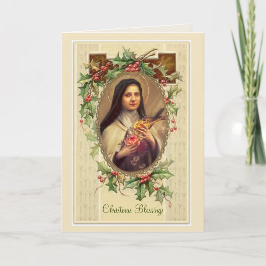 Vintager Segen St. Therese Weihnachts Karte (Vorderseite)
