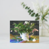 Vintager Seidenschal Floral Stillleben Postkarte (Stehend Vorderseite)