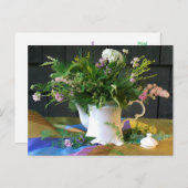 Vintager Seidenschal Floral Stillleben Postkarte (Vorne/Hinten)