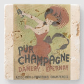 Vintager Sektkunstdruck Steinuntersetzer (Vorderseite)