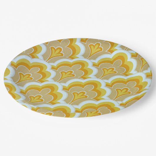 Vintager Senf gemustert Pappteller (Schrägansicht)