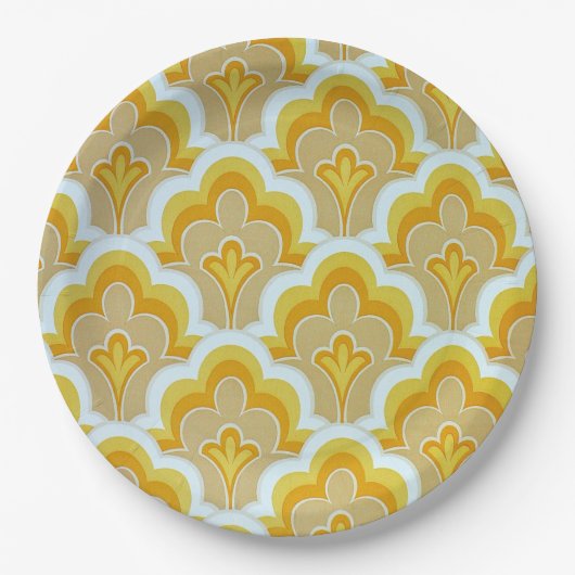 Vintager Senf gemustert Pappteller (Vorderseite)