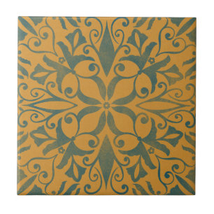 Vintager Senf und aquamarin Fliese