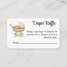 Vintager Sepia Baby Buggy Diaper Raffle Begleitkarte