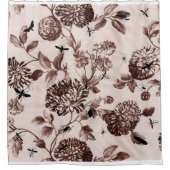 Vintager Sepia Brown botanisch u. Wanzen Duschvorhang (Vorderseite)