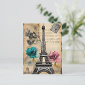 Vintager Sepia Eiffel Tower Postkarte (Stehend Vorderseite)