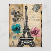 Vintager Sepia Eiffel Tower Postkarte (Vorderseite)