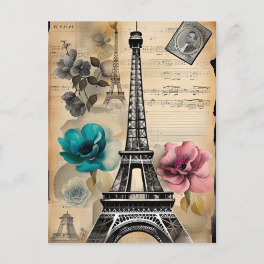 Vintager Sepia Eiffel Tower Postkarte (Vorderseite)