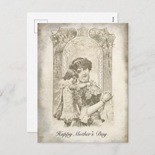 Vintager Sepia Muttertag Feiertagspostkarte (Vorne/Hinten)