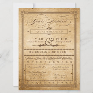 Vintager Sepia Poster Style Wedding Einladung