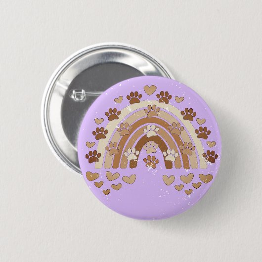 Vintager Sepia Rainbow Dog Paw Prinz Custom Button (Vorne & Hinten)