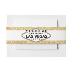 Vintager Sepia Vegas Sign auf Glitzer Gold Wedding Einladungsbanderole