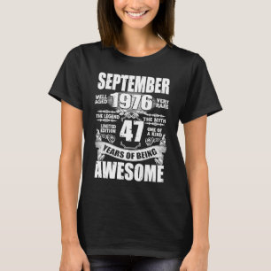 Vintager September 1976 Jahre alt 47. Geburtstag T-Shirt