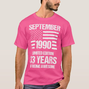 Vintager September 1990 limitierte Ausgabe 33 Jahr T-Shirt