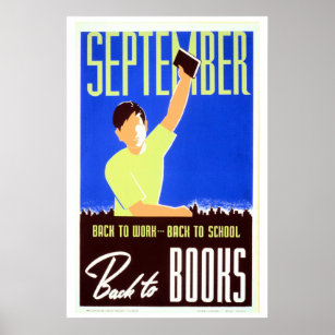 Vintager September zurück zur Arbeit, Schule, Büch Poster