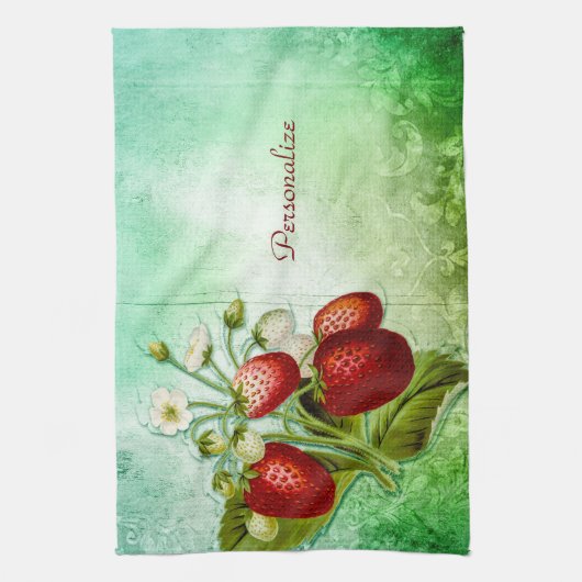 Vintager Shabby Strawberries Strawberry Patch Geschirrtuch (Vertikal)