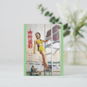 Vintager Shanghai Beauty Girl Diver 1937 Postkarte (Stehend Vorderseite)