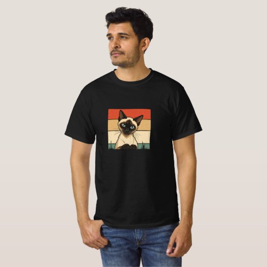 Vintager siamese Cat Charm T-Shirt (Vorne ganz)