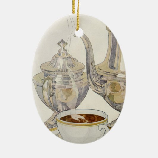 Vintager Silber-Kaffeeservice Keramik Ornament (Hinten)