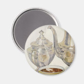 Vintager Silber-Kaffeeservice Magnet (Vorderseite/Rückseite)