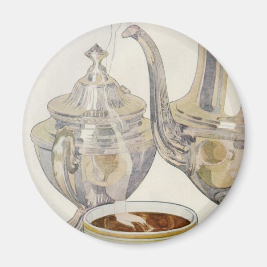 Vintager Silber-Kaffeeservice Magnet (Vorne)