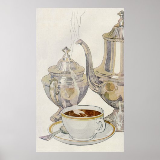 Vintager Silber-Kaffeeservice Poster (Vorne)