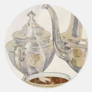 Vintager Silber-Kaffeeservice Runder Aufkleber