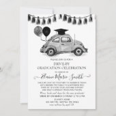 Vintager Silberkäfer-Ballonfahrer mit Abschluss Einladung (Vorderseite)