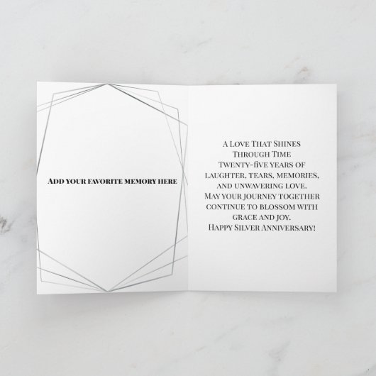 Vintager Silberner 25. Hochzeitstag Karte (Innenseite)