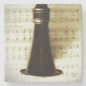 Vintager silberner Clarinet Steinuntersetzer (Vorderseite)