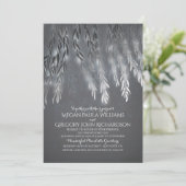 Vintager Silberteffekt Willow Tree Wedding Einladung (Stehend Vorderseite)