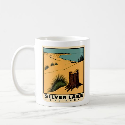 Vintager Silver Lake Sand Dunes Michigan Kaffeetasse (Links)