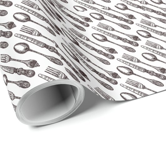 Vintager Silverware Classic Feinschmecker Geschenkpapier (Rolleneckpunkt)