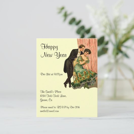 Vintager Silvester Einladung (Stehend Vorderseite)