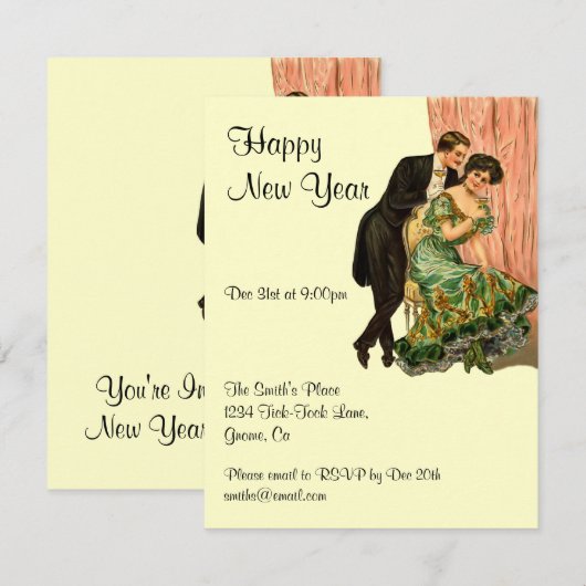 Vintager Silvester Einladung (Vorne/Hinten)