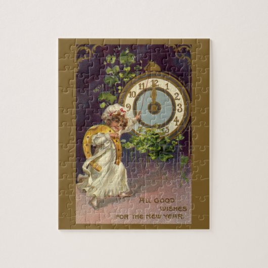 Vintager Silvester Irish Lass Clock um Mitternacht Puzzle (Vertikal)