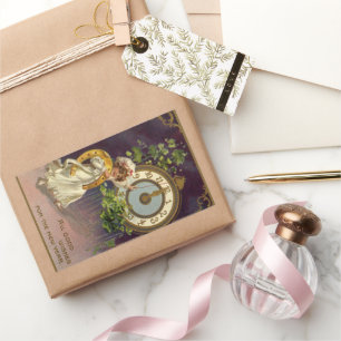 Vintager Silvester Irish Lass Clock um Mitternacht Rechteckiger Aufkleber