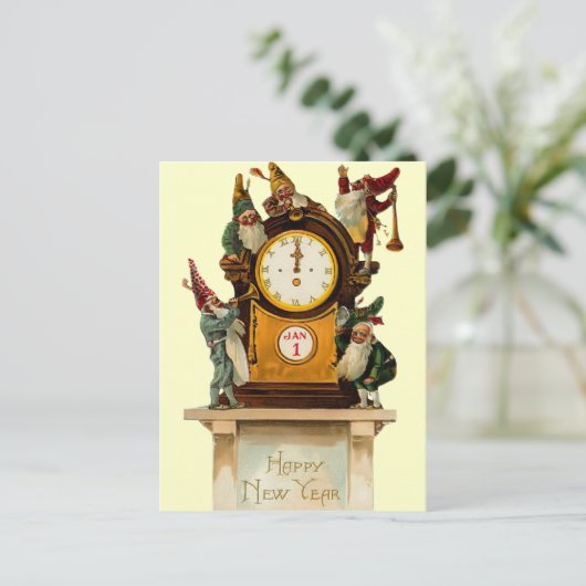 Vintager Silvester Postkarte (Stehend Vorderseite)