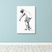 Vintager Skater in Bewegung Leinwanddruck (Insitu (Holzboden))