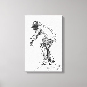 Vintager Skater in Bewegung Leinwanddruck