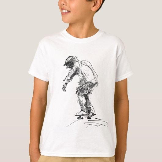 Vintager Skater in Bewegung T-Shirt (Vorderseite)