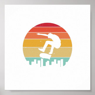 Vintager Skater Skaten auf Gebäude Poster