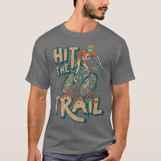 Vintager Skelett-Skelett auf dem Trail Mountain Bi T-Shirt