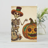 Vintager Skeletttag/Kürbistag der Toten Feiertagskarte (Stehend Vorderseite)