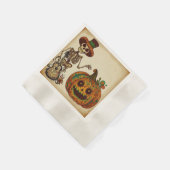 Vintager Skeletttag/Kürbistag der Toten Serviette (Ecke)