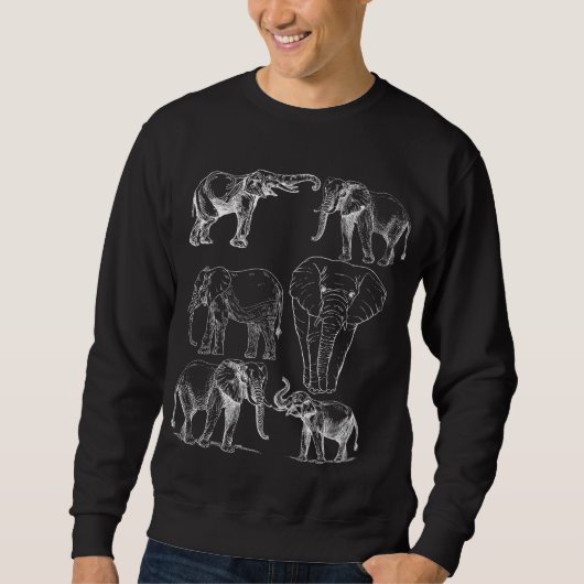 Vintager Sketch-Elefant - HandGezeichnet Wildtiere Sweatshirt (Vorderseite)