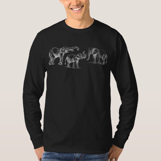 Vintager Sketch-Elefant - HandGezeichnet Wildtiere T-Shirt (Vorderseite)