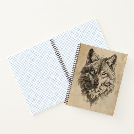 Vintager Sketch Wolf Notizblock (Innenseite)