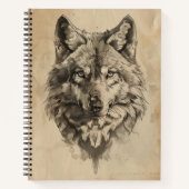 Vintager Sketch Wolf Notizblock (Vorderseite)